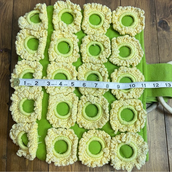 Vintage 60’s/70’s crocheted hand bag green and yellow - Picture 6 of 6